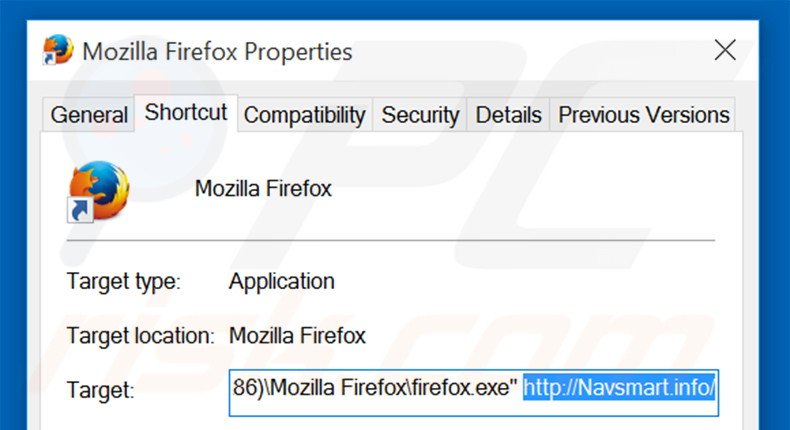 Aggiustare il collegamento rapido a Mozilla Firefox: step 2