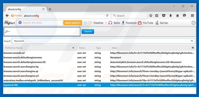 Cambia il tuo motore di ricerca predefinito navsmart.info in Mozilla Firefox