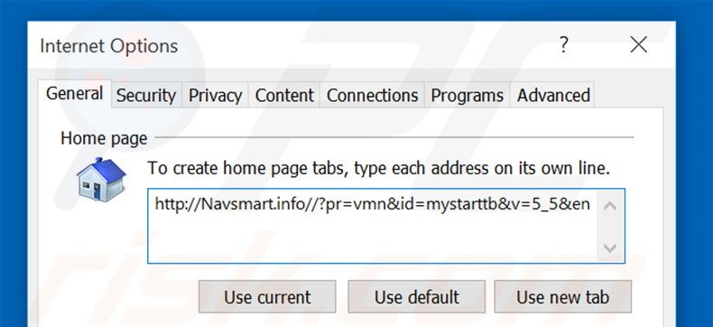 Cambia la tua homepage navsmart.info in Internet Explorer