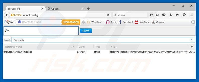 Cambia il tuo motore di ricerca predefinito nuesearch.com in Mozilla Firefox
