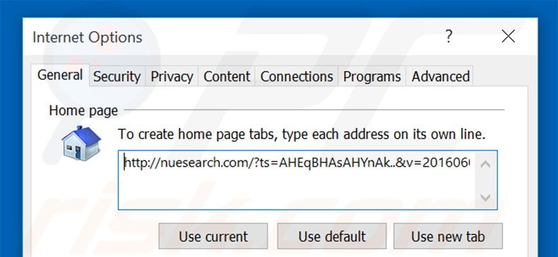 Cambia la tua homepage nuesearch.com in Internet Explorer 