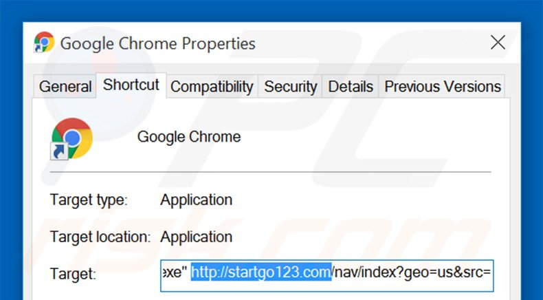 Aggiustare il collegamento rapido a Google Chrome step 2