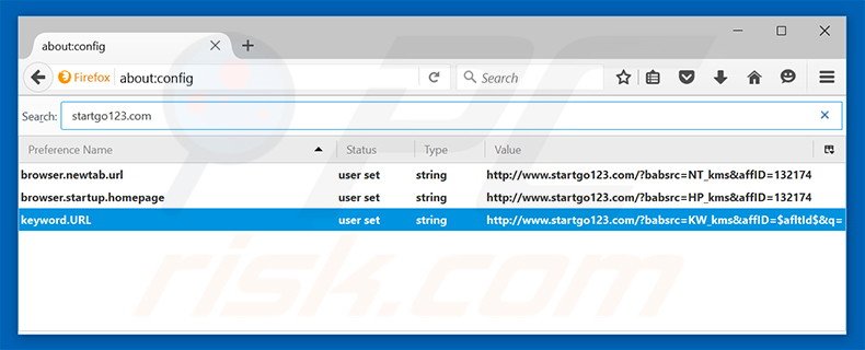 Cambia il tuo motore di ricerca predefinito startgo123.com in Mozilla Firefox 