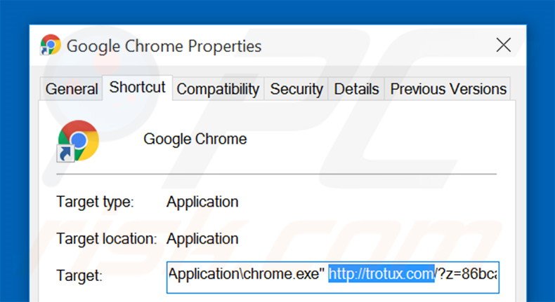 Aggiustare il collegamento rapido a Google Chrome: step 2