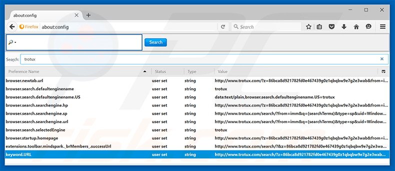 Cambia il tuo motore di ricerca predefinito trotux.com in Mozilla Firefox 