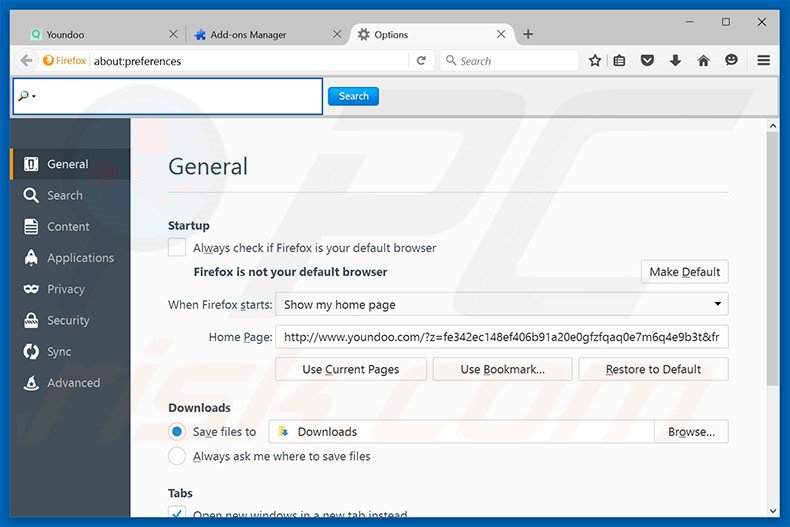 Cambia la tua homepage youndoo.com in Mozilla Firefox 