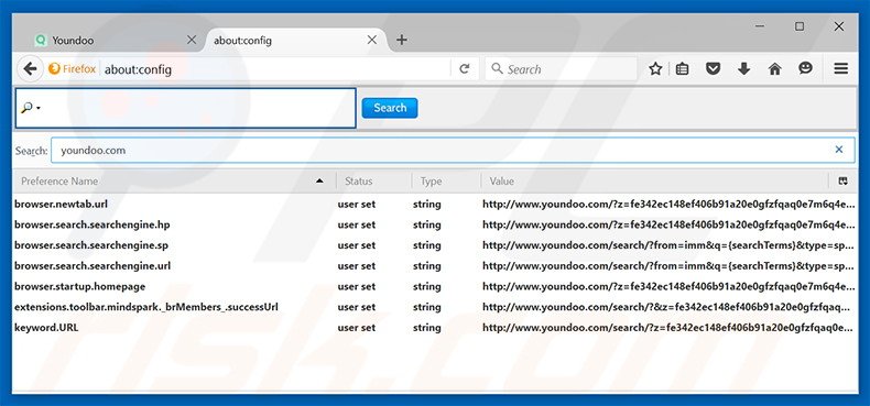 Removing youndoo.com from Mozilla Firefox default search engine