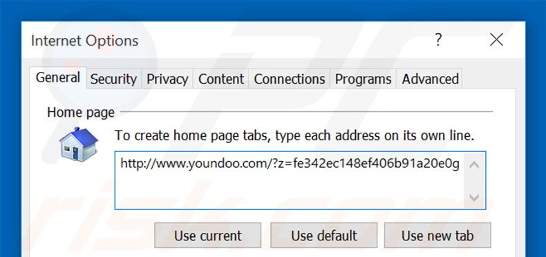 Removing youndoo.com from Internet Explorer homepage