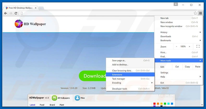 Rimuovere HDWallpaper adware da Google Chrome step 1