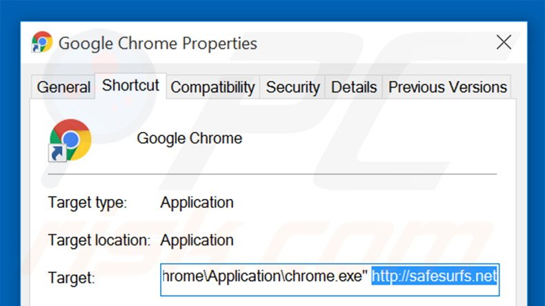 Aggiustare il collegamento rapido a Google Chrome: step 2