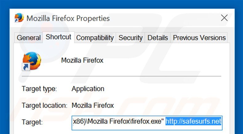 Aggiustare il collegamento rapido a Mozilla Firefox: step 2