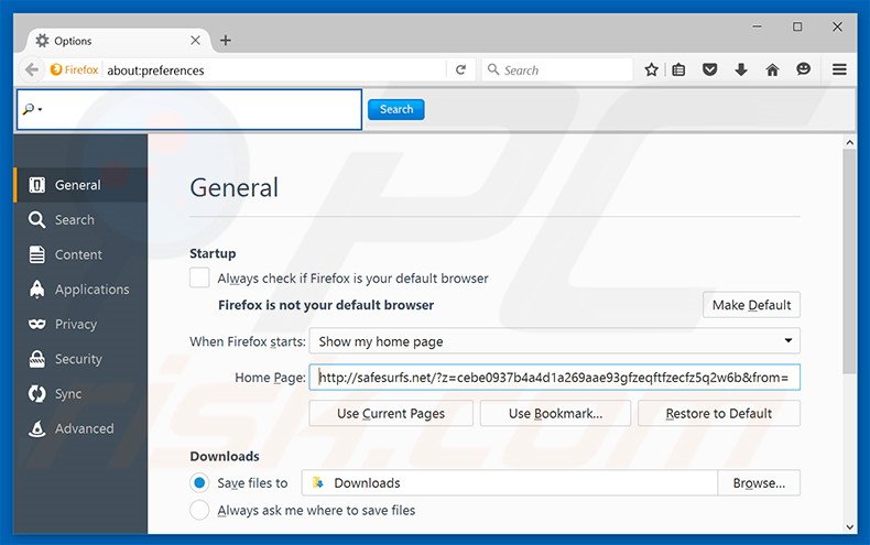 Cambia la tua homepage safesurfs.net in Mozilla Firefox