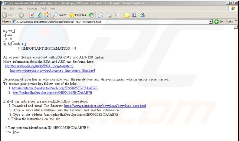 Zepto ransomware HTML file
