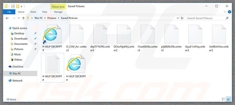 Cerber3 ransomware encrypting victim's files