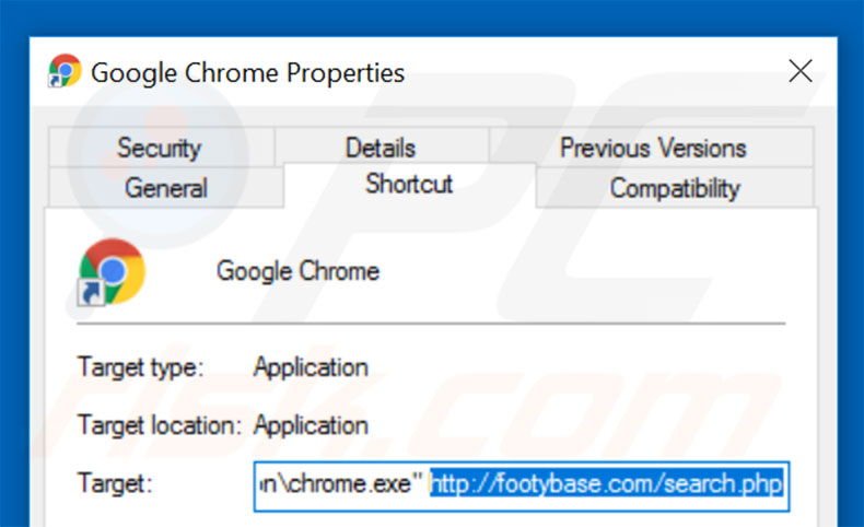 Aggiustare il collegamento rapido a Google Chrome: step 2
