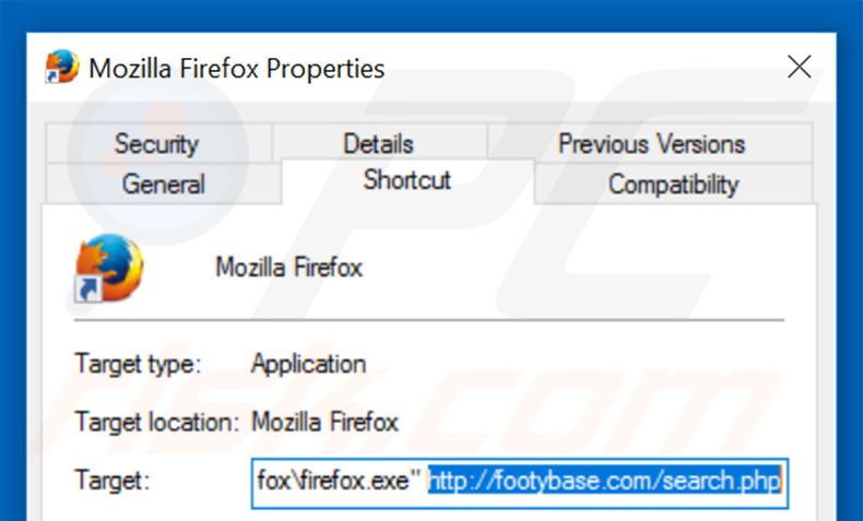 Aggiustare il collegamento rapido a Mozilla Firefox: step 2