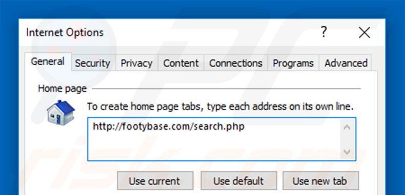 Cambia la tua homepage footybase.com in Internet Explorer