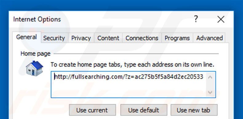 Cambia la tua homepage fullsearching.com in Internet Explorer 