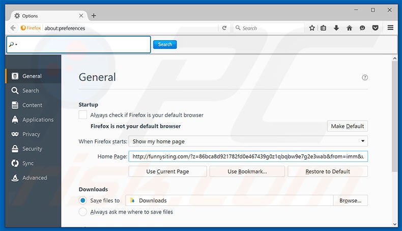 Cambia la tua homepage funnysiting.com in Mozilla Firefox 