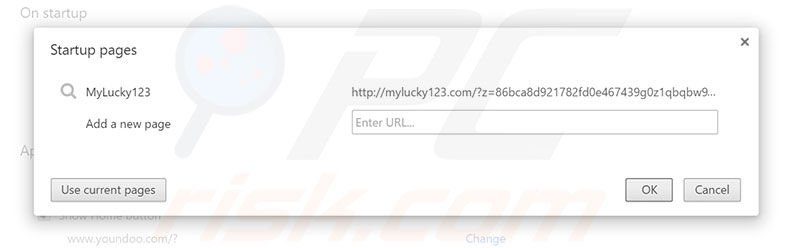 Cambia la tua homepage mylucky123.com in Google Chrome 