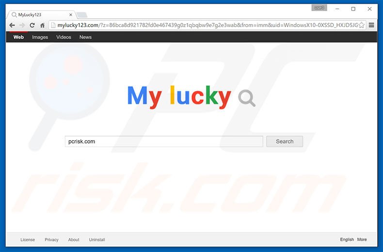 mylucky123.com browser hijacker