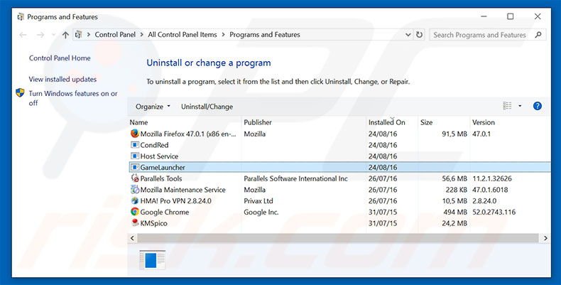  Disinstallare applicazioni potenzialmente indesiderate attraverso il pannello di controllo