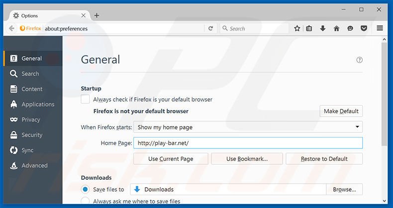 Cambia la tua homepage play-bar.net in Mozilla Firefox 