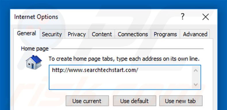 Cambia la tua homepage searchtechstart.com in Internet Explorer