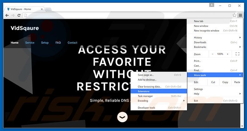 Rimuovere VidSqaure adware da Google Chrome step 1