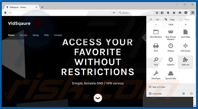 Rimuovere VidSqaure adware da Mozilla Firefox step 1