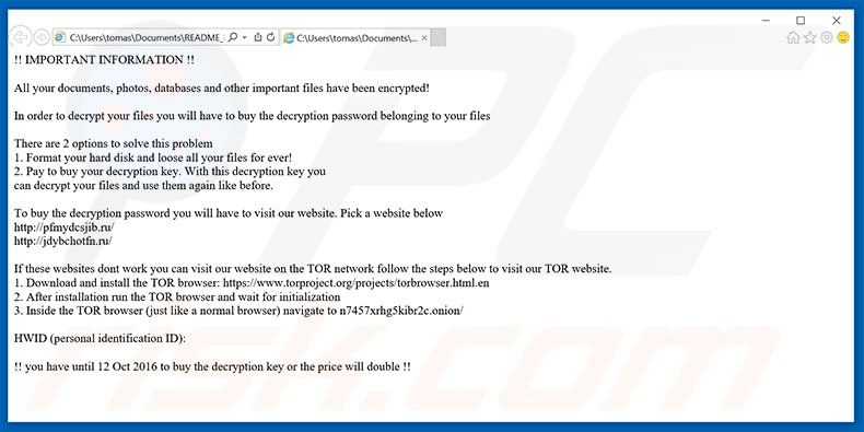 Hades Locker ransomware html file