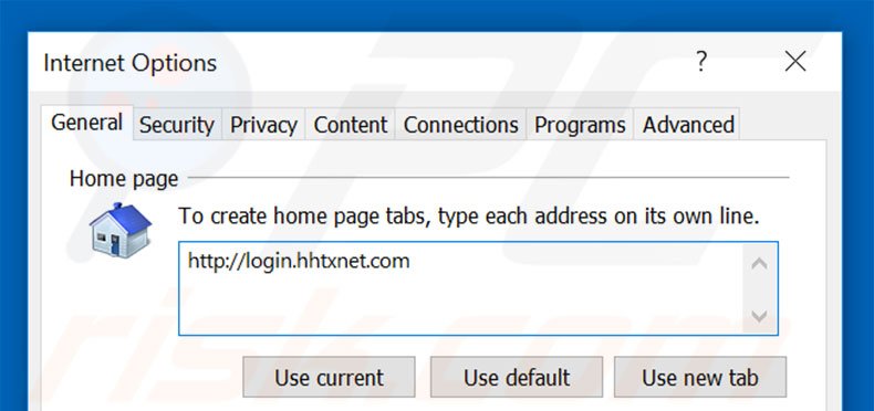 Cambia la tua homepage login.hhtxnet.com in Internet Explorer