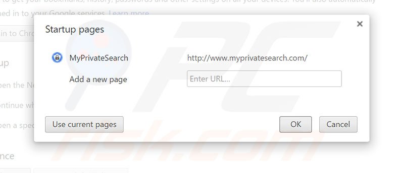 Rimuovere myprivatesearch.com dalla pagina iniziale di Google Chrome