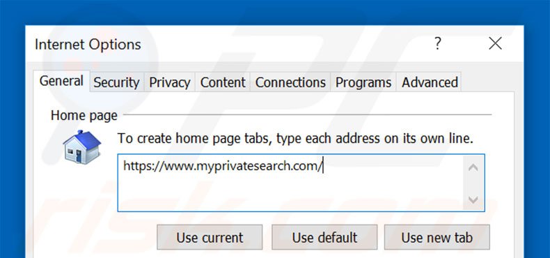 Rimozione di myprivatesearch.com dalla pagina iniziale di Internet Explorer