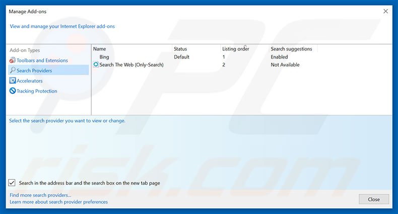 Rimozione di myprivatesearch.com dal motore di ricerca predefinito di Internet Explorer