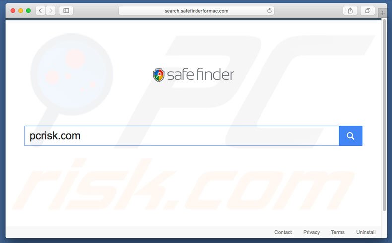 search.safefinderformac.com browser hijacker on a Mac computer