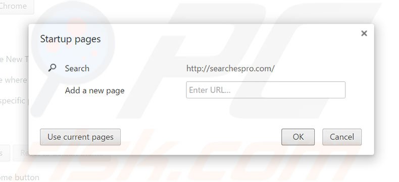 Cambia la tua homepage searchespro.com in Google Chrome