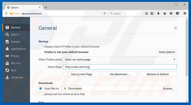 Cambia la tua homepage web-start.org in Mozilla Firefox
