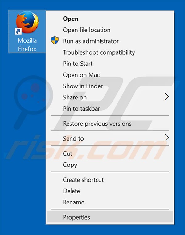 Aggiustare il collegamento rapido a Mozilla Firefox: step 1