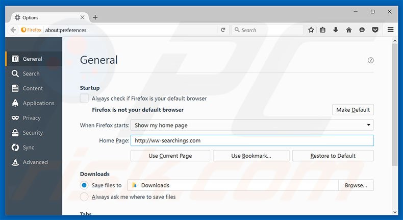 Cambia la tua homepage ww-searchings.com da Mozilla Firefox 
