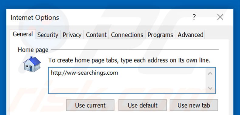 Cambia la tua homepage ww-searchings.com da Internet Explorer 