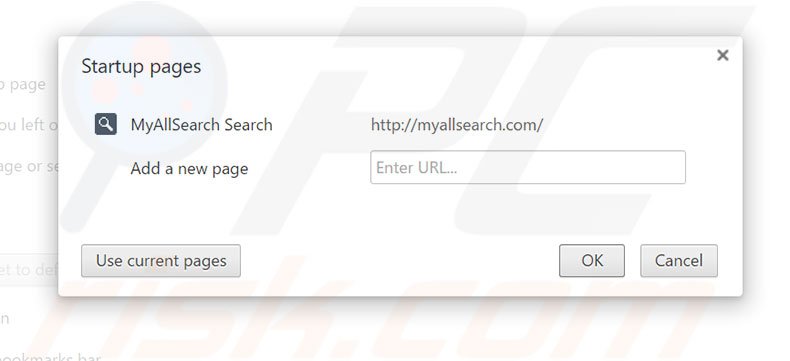 Removing myallsearch.com from Google Chrome homepage