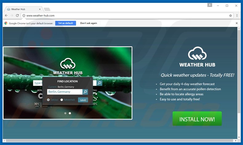 weather-hub pup redirecting to searchespro.com website