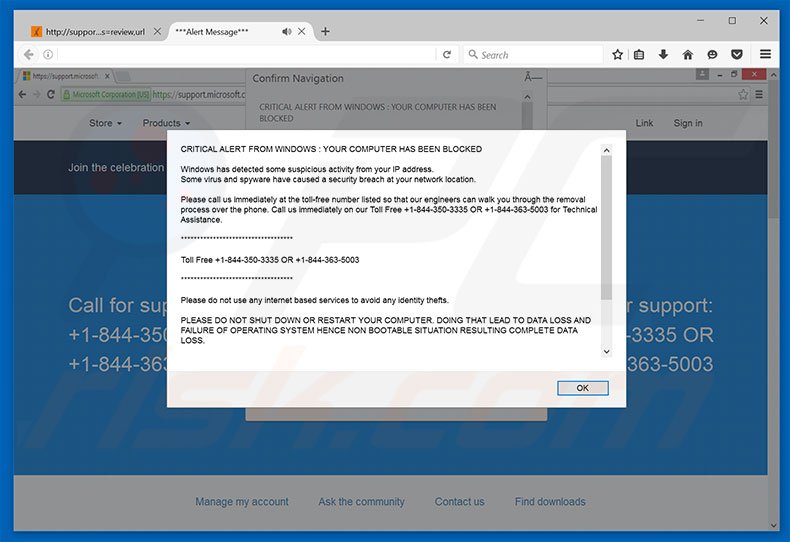 CRITICAL ALERT FROM WINDOWS adware