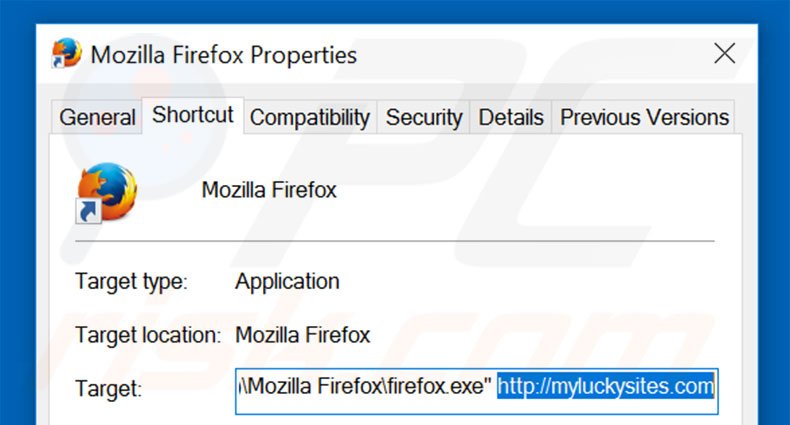 Aggiustare il collegamento rapido a Mozilla Firefox: step 2