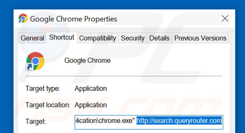  Aggiustare il collegamento rapido a Google Chrome:step 2