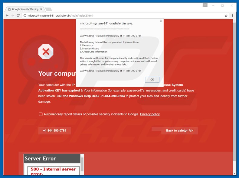 call windows help desk scam variant 2