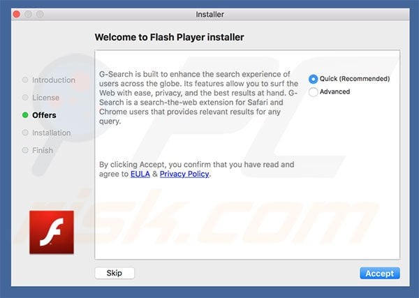 Delusive installer used to promote g-search.pro