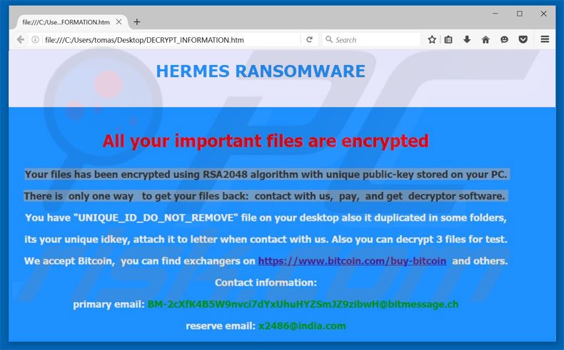 Hermes decrypt instructions