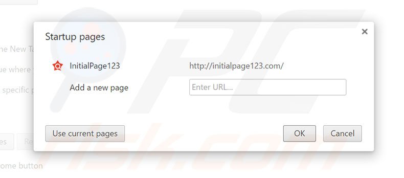 Cambia la tua homepage initialpage123.com in Google Chrome